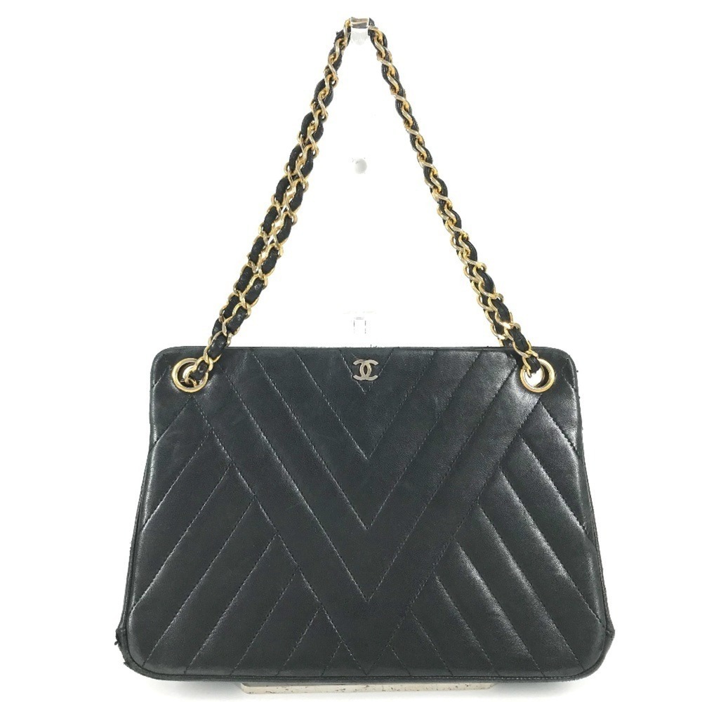 CHANEL Vintage CC Coco Mark Logo Chain Bag, Double Chain, Shoulder Leather, W...